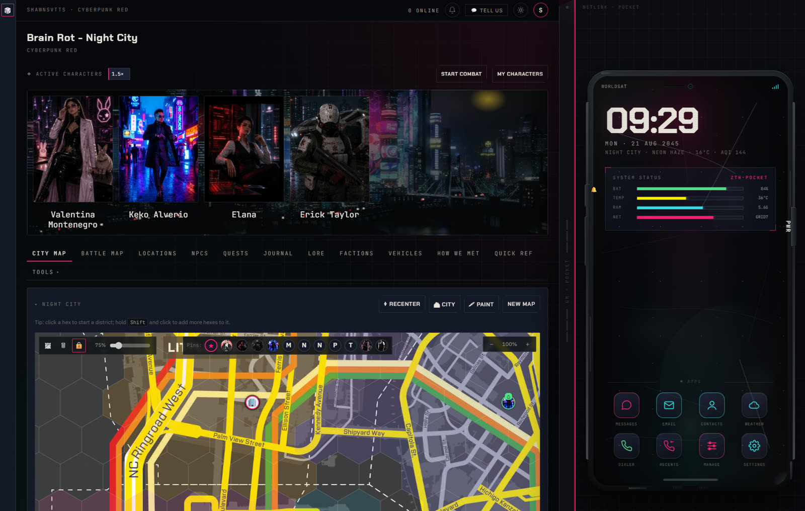 Cyberpunk Red interface preview
