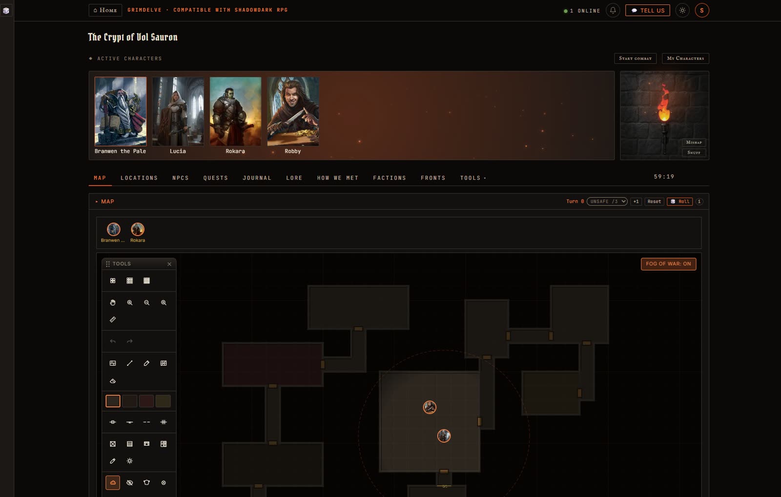 GrimDelve interface preview