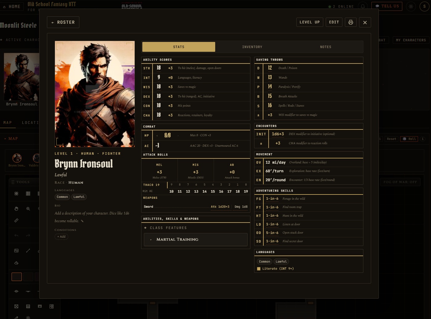 Old School Fantasy interface preview
